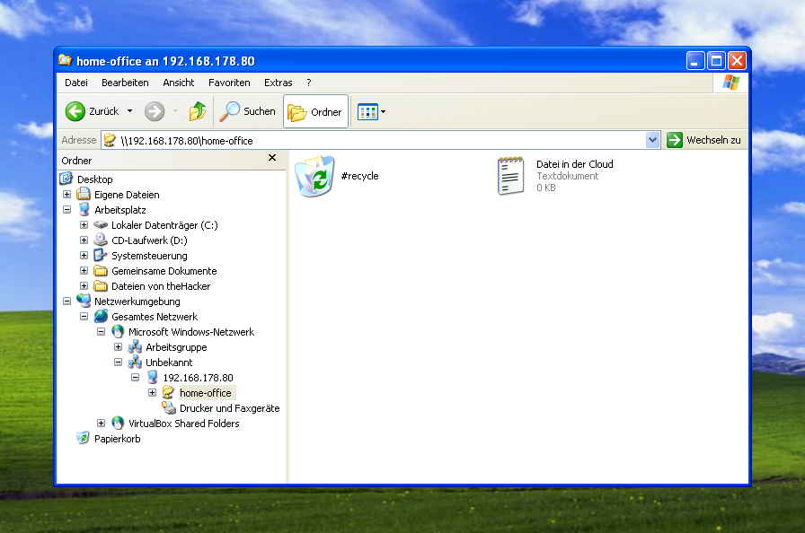 Zugriff auf freigegebenen Ordner mittels Windows-Explorer unter Windows XP